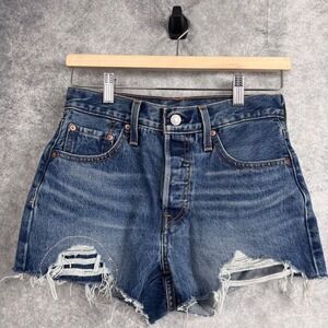 Levi's 501 Women Shorts Button Fly Distressed Cutoff High Rise Size 25